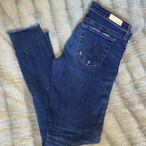 AG Jeans Legging Ankle Skinny Medium Wash Distressed Frayed Hem size 28R